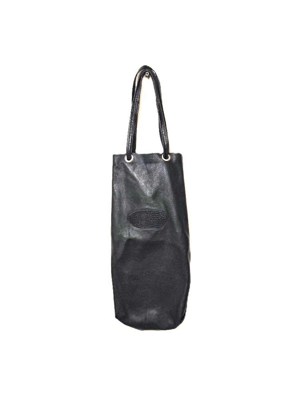 VTG 90s Pebbled Leather Cylinder Bag/Wine Carrier Minimalist Narrow Tote Bag